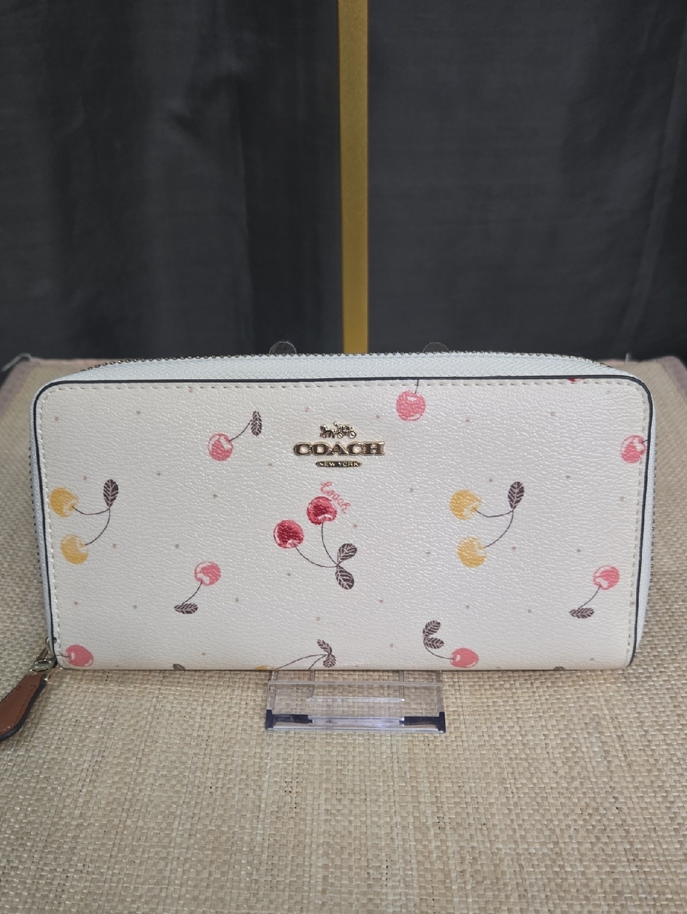 SALE! NWOT COACH White Cherry Print Zip Around Wallet